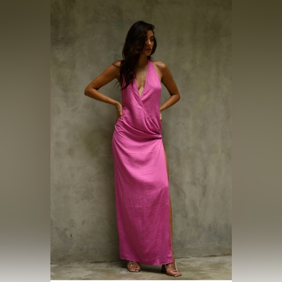 Meshki Dresses & Skirts - Meshki Aaliya Wrap Maxi Dress in Bright Pink
